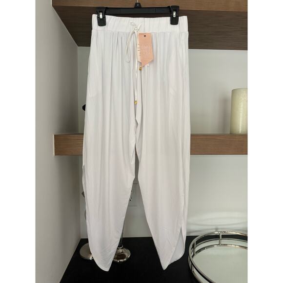 We are HAH x Free People High Slit Joggers in White - Picture 2 of 7